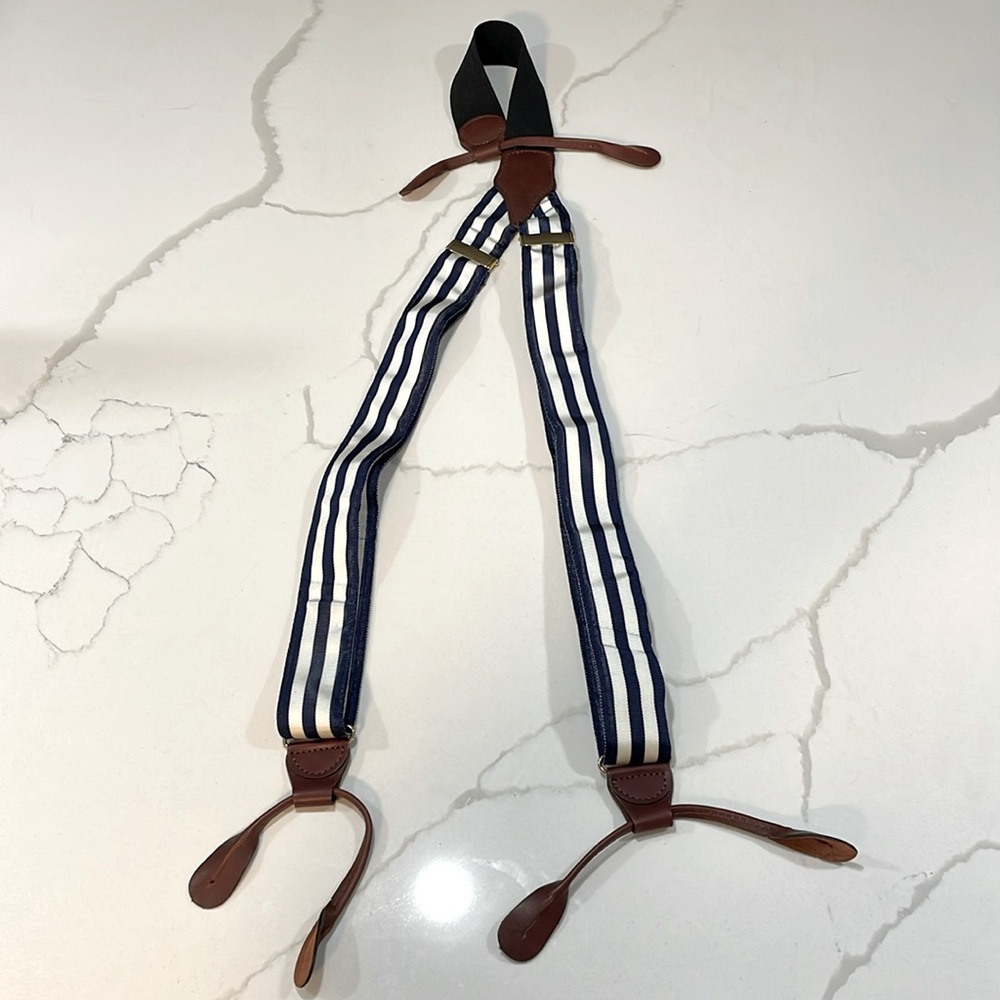 J-PRESS - GOLD ADJUSTMENT SUSPENDERS - NAVY/WHITE